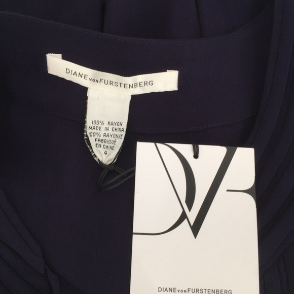 DVF Diane von Furstenberg Parlian midnight navy blue tie sheath dress new 4 - Picture 6 of 7